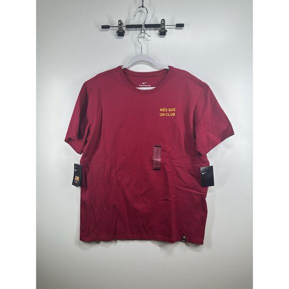 NIKE FC BARCELONA MES QUE UN CLUB MENS SOCCER T-SHIRT Red/wine Sz XL 924087 620 - Picture 1 of 7
